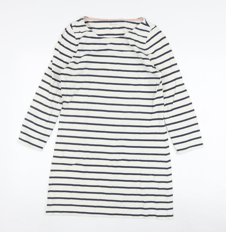 Boden Women's White Striped Shift Dress Size 8