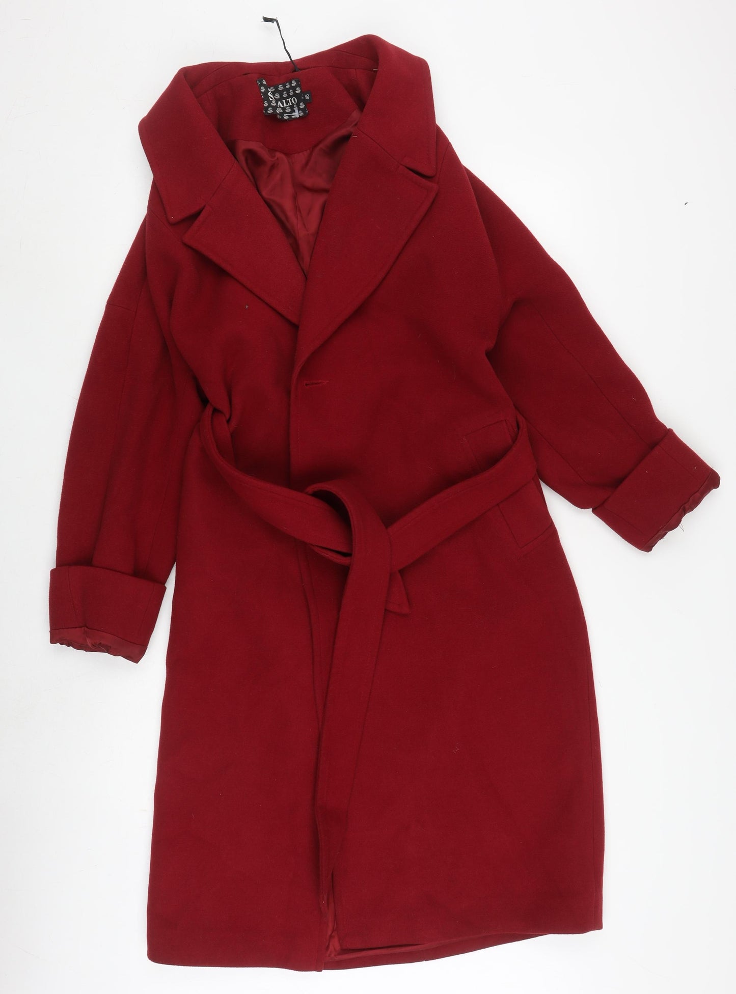 Sezalto Women's Red Long Belted Coat