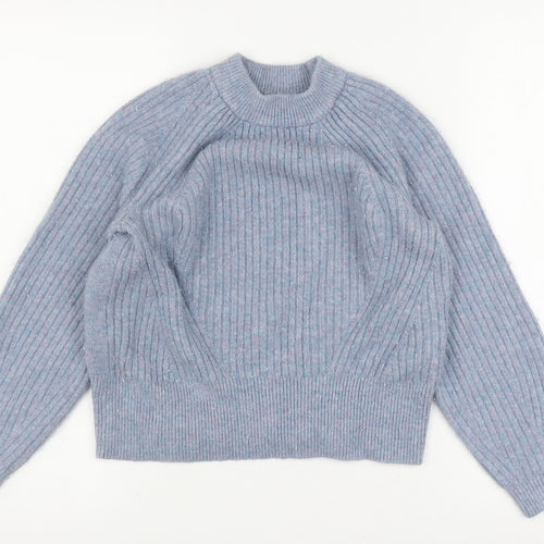 Marks and Spencer Women's Blue Jumper, S, Mock Neck