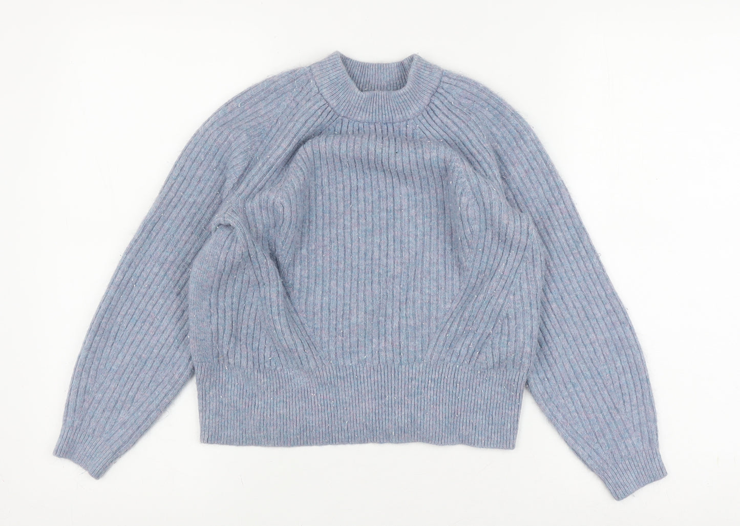 Marks and Spencer Women's Blue Jumper, S, Mock Neck