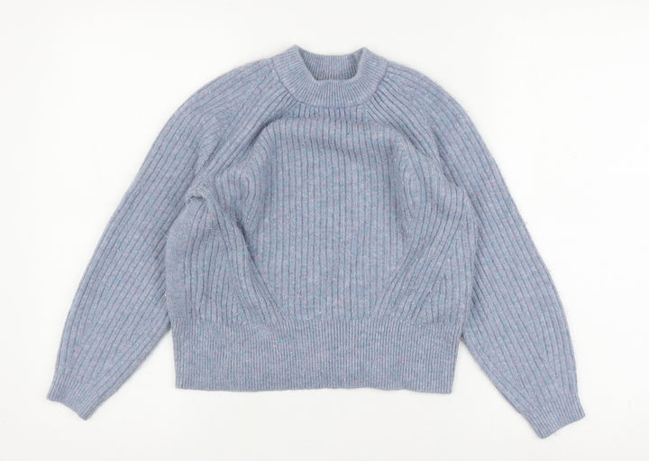 Marks and Spencer Women's Blue Jumper, S, Mock Neck