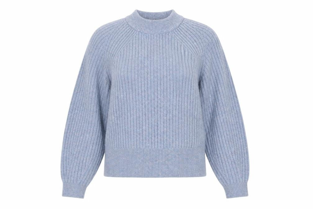 Front view of Marks & Spencer Women's Blue Jumper, S, Mock Neck