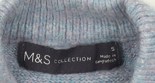 Marks and Spencer Women's Blue Jumper, S, Mock Neck