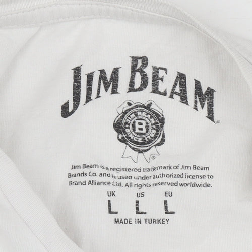 Jim Beam Men's White Graphic T-Shirt Large