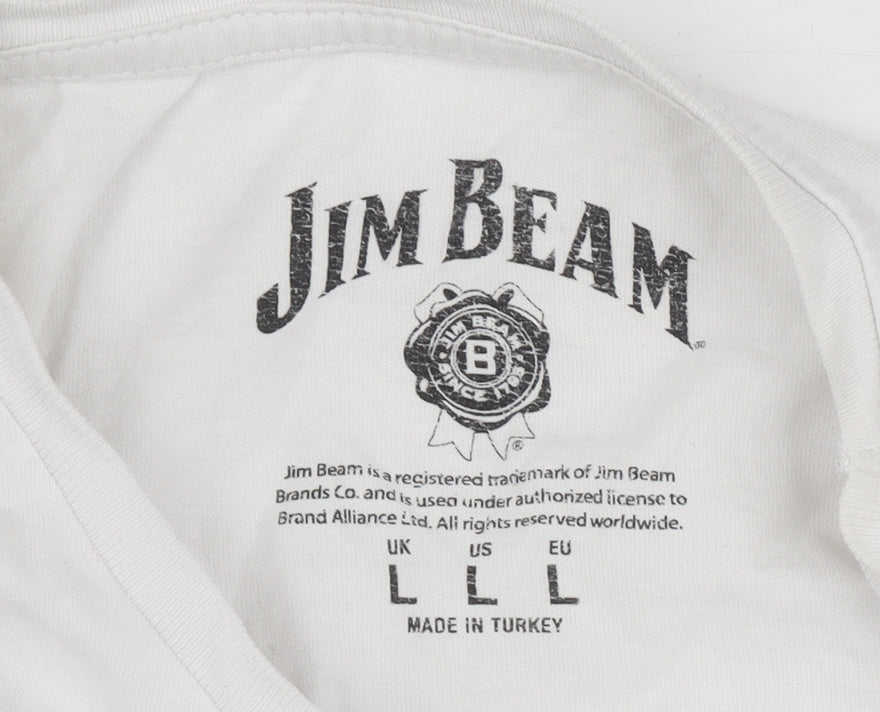 Jim Beam Men's White Graphic T-Shirt Large
