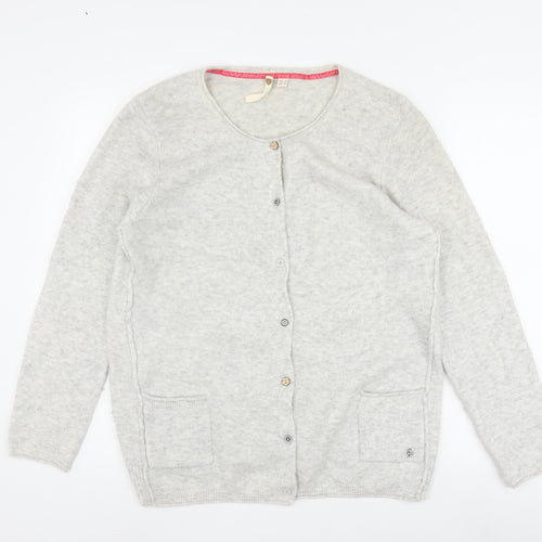 White Stuff Grey Button Cardigan Women UK 18 Knit Wool