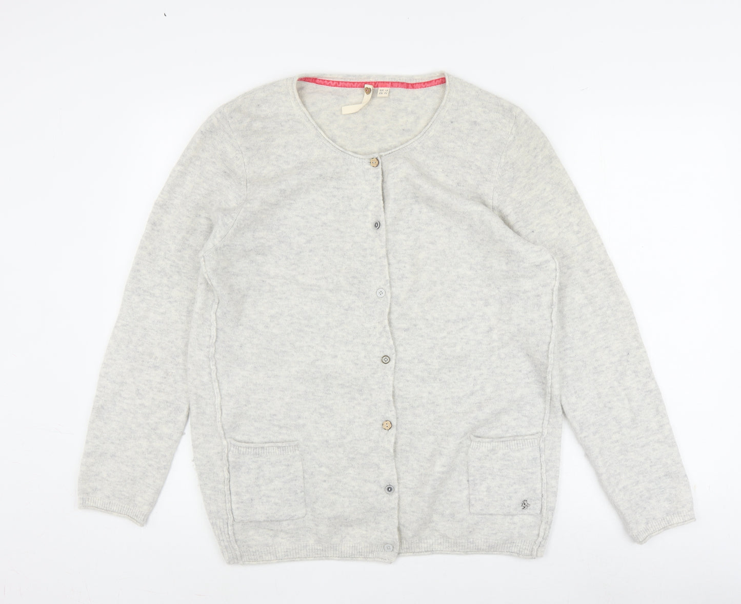 White Stuff Grey Button Cardigan Women UK 18 Knit Wool