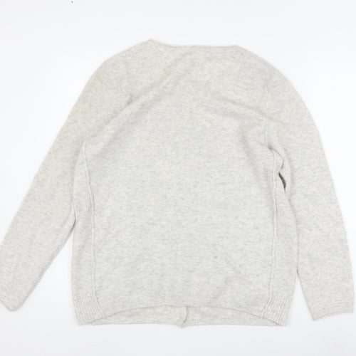 White Stuff Grey Button Cardigan Women UK 18 Knit Wool