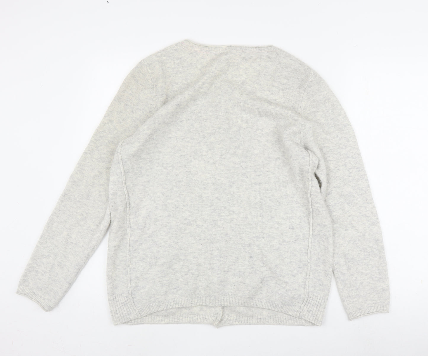 White Stuff Grey Button Cardigan Women UK 18 Knit Wool