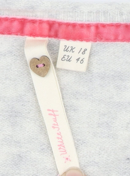 White Stuff Grey Button Cardigan Women UK 18 Knit Wool