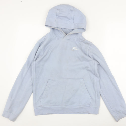 Nike Girls Blue Pullover Hoodie, L, Cotton Blend, Casual Wear