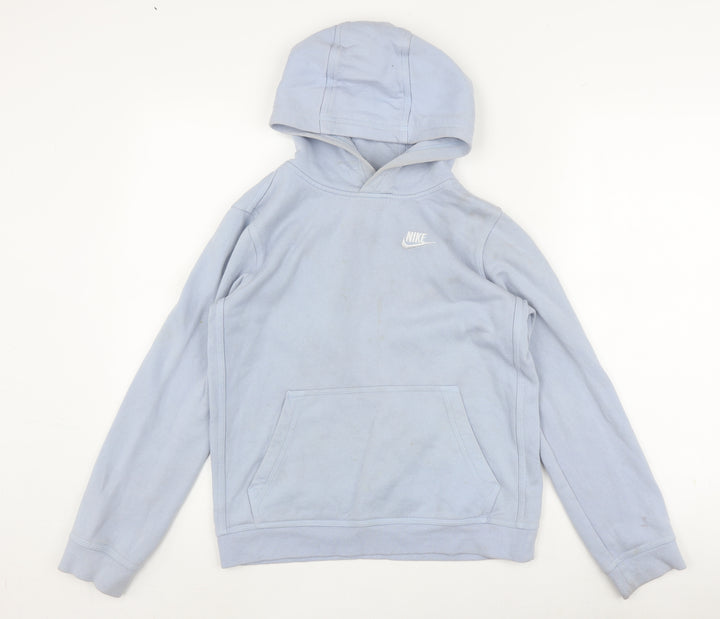 Nike Girls Blue Pullover Hoodie, L, Cotton Blend, Casual Wear