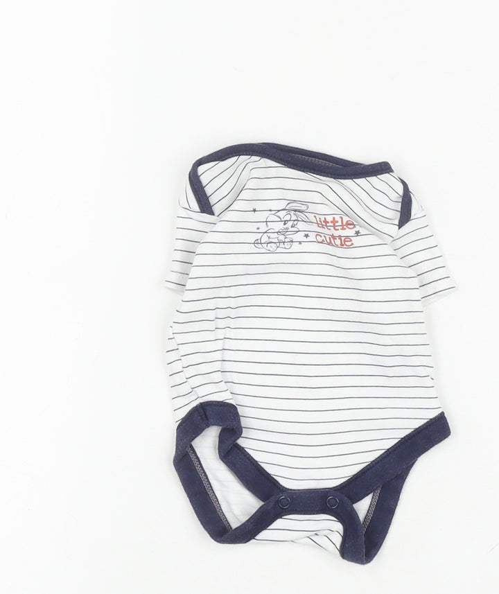 George Unisex White Striped Looney Tunes Babygrow 0-3 Months
