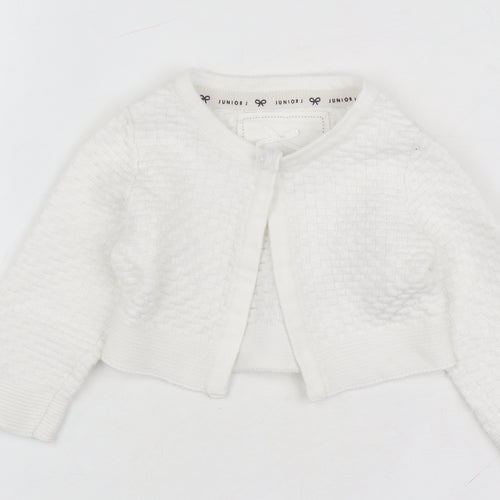 Junior J Unisex Baby White Cardigan 3-6 Months Long Sleeve Cotton