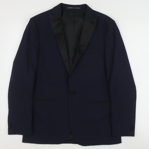Moss London Blue Men's Slim Fit Tuxedo Jacket 38 Short
