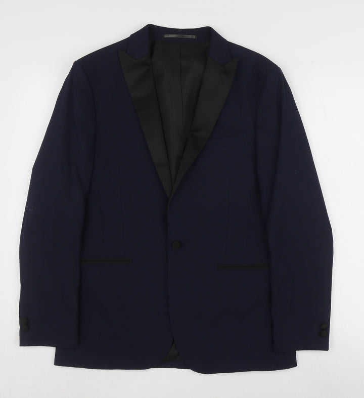 Moss London Blue Men's Slim Fit Tuxedo Jacket 38 Short