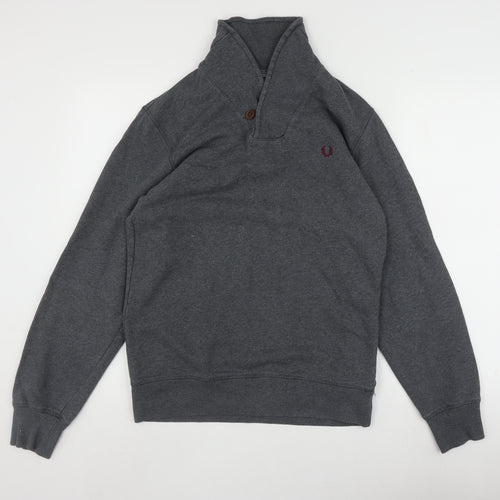 Fred Perry Men's Grey Henley Sweatshirt, Size S