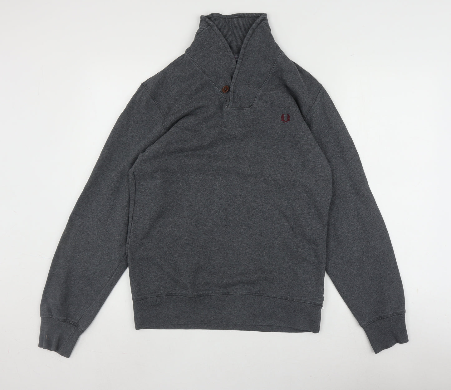 Fred Perry Men's Grey Henley Sweatshirt, Size S