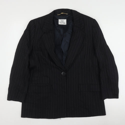 Viyella Women Black Pinstripe Blazer Size 14