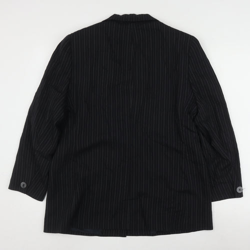 Viyella Women Black Pinstripe Blazer Size 14
