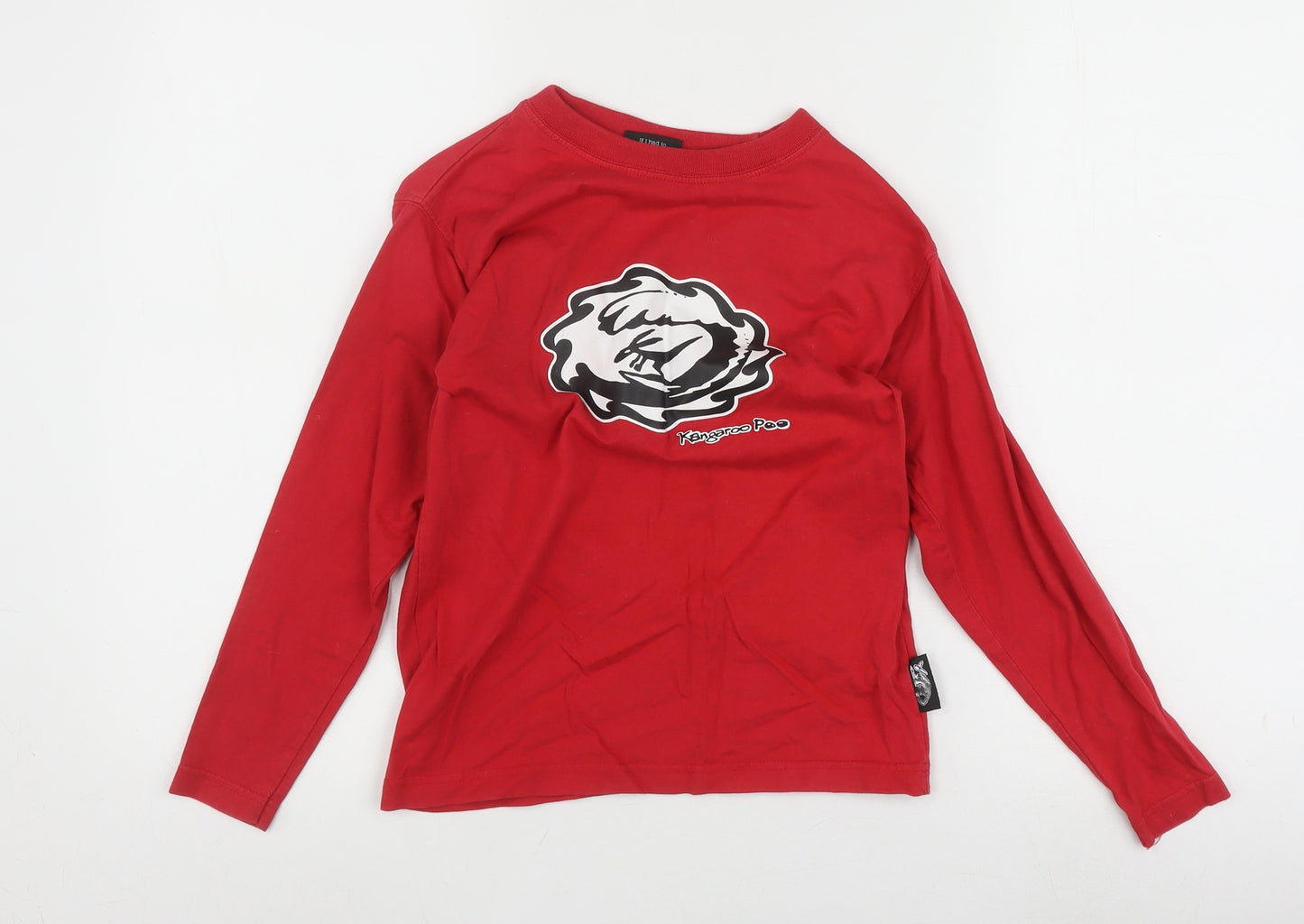 Kangaroo Poo Boys Red Long Sleeve Graphic T-Shirt 7-8 Years