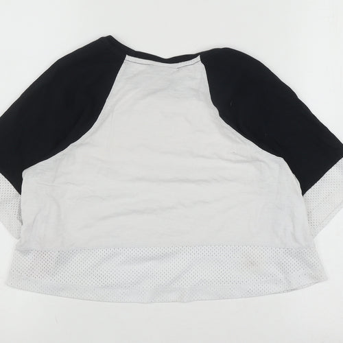 Nike Girls Colourblock Mesh Sleeve T-Shirt Black White L