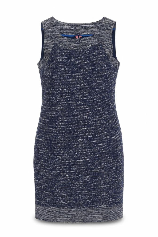 Front view of White Stuff Women's Blue Sheath Dress, size 8