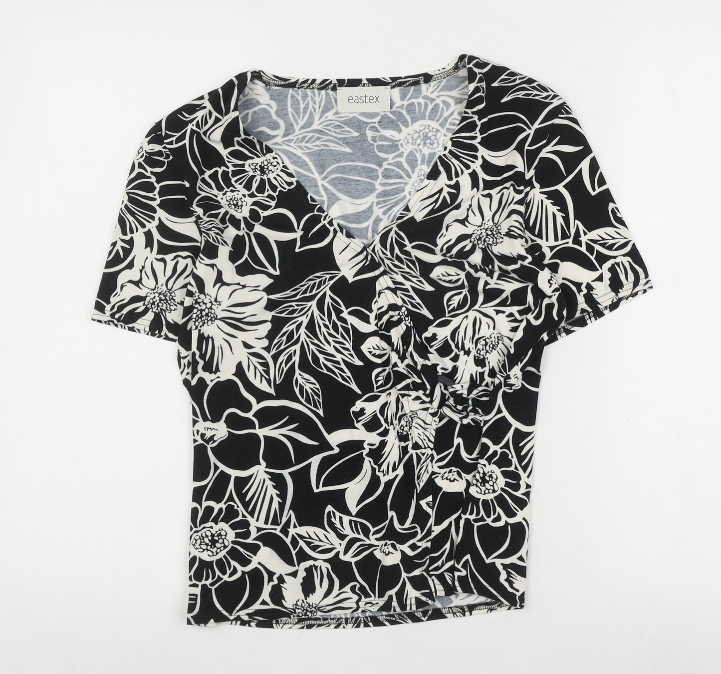 Eastex Women's Black Floral Wrap Blouse Size 10