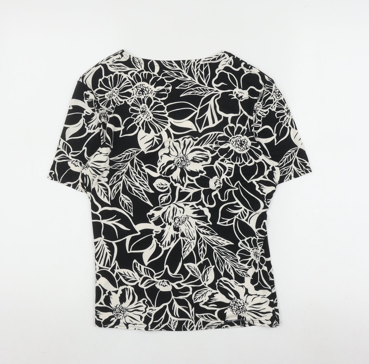 Eastex Women's Black Floral Wrap Blouse Size 10