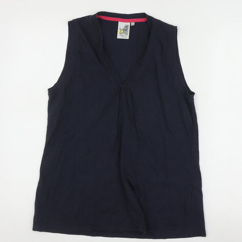 Weird Fish Women's Blue Tank Top Size 14 V-Neck