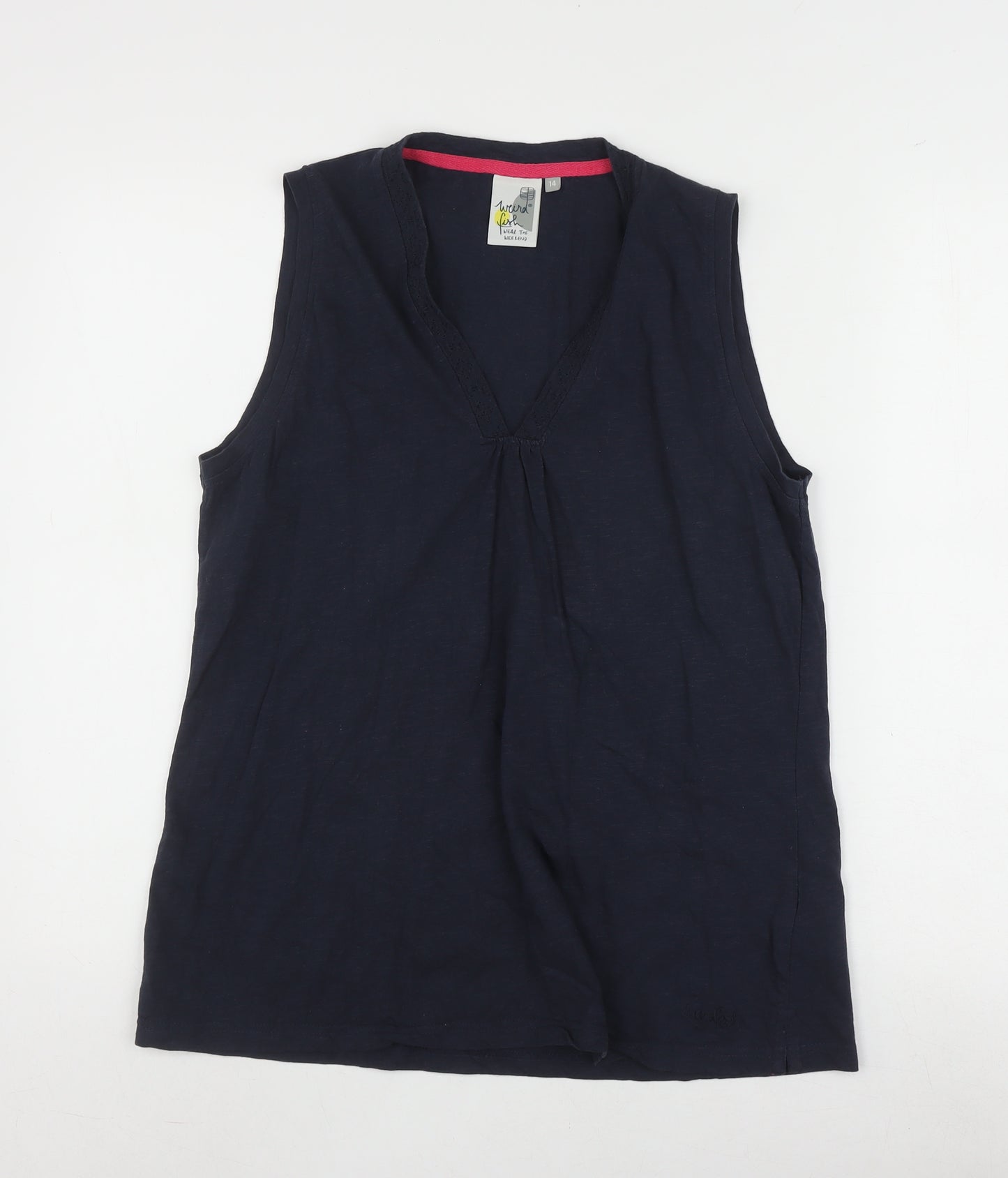 Weird Fish Women's Blue Tank Top Size 14 V-Neck