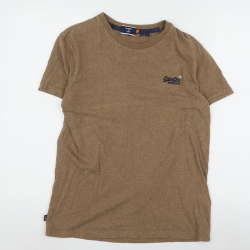 Superdry Men's Brown Cotton Crew Neck T-Shirt, Size S