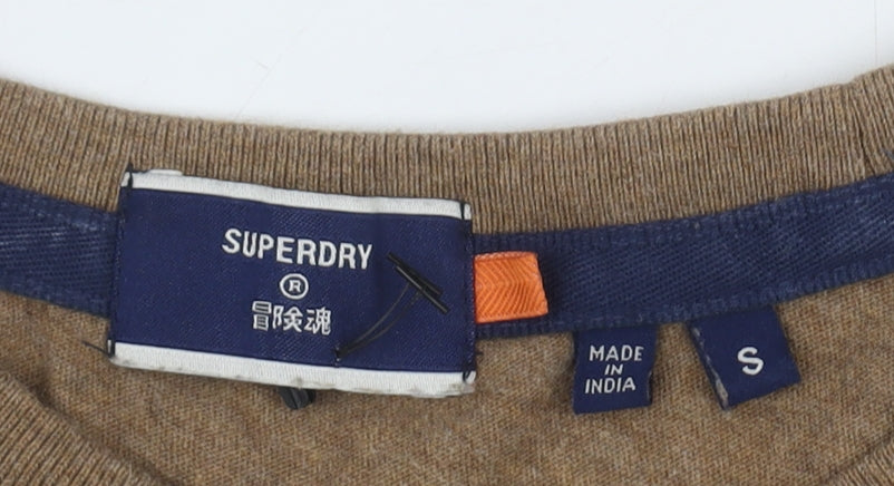 Superdry Men's Brown Cotton Crew Neck T-Shirt, Size S