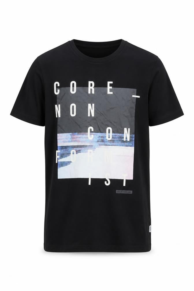 Front view of Jack & Jones Men's M Black Graphic T-Shirt