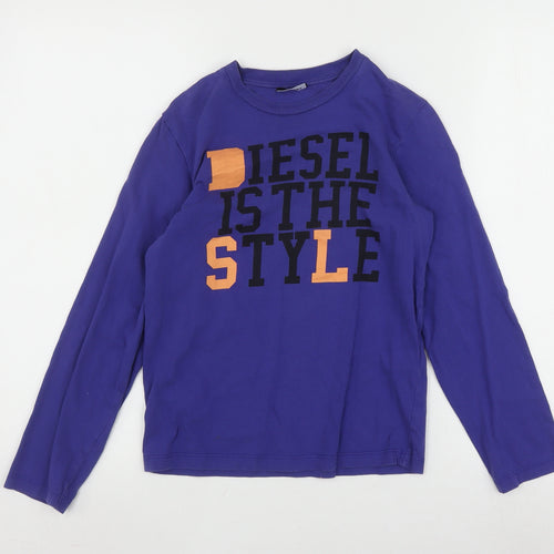 Diesel Boys Blue Long Sleeve Graphic T-Shirt Size 10
