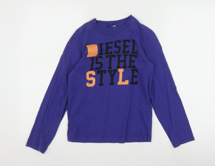 Diesel Boys Blue Long Sleeve Graphic T-Shirt Size 10
