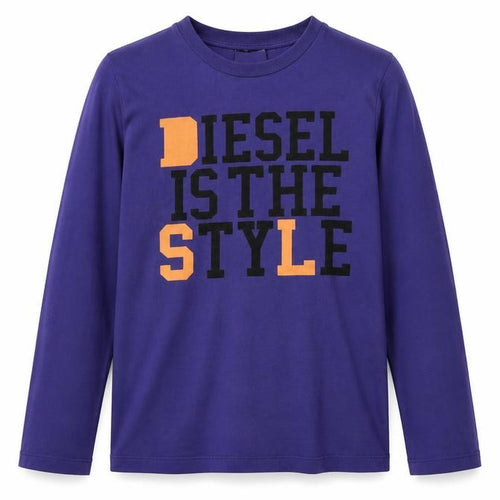 Diesel Boys Blue Long Sleeve Graphic T-Shirt Size 10
