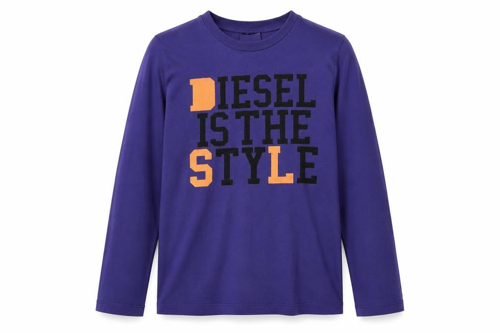 Diesel Boys Blue Long Sleeve Graphic T-Shirt Size 10