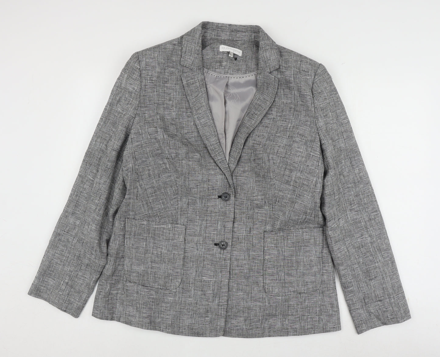 Rjr. John Rocha Women’s Grey Check Suit Jacket Size 16