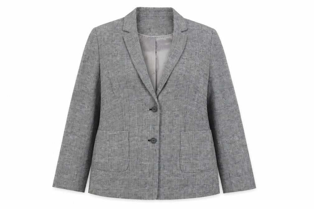 Front view of RJR.John Rocha Women’s Grey Check Suit Jacket, size UK 16