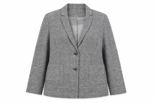 Front view of RJR.John Rocha Women’s Grey Check Suit Jacket, size UK 16
