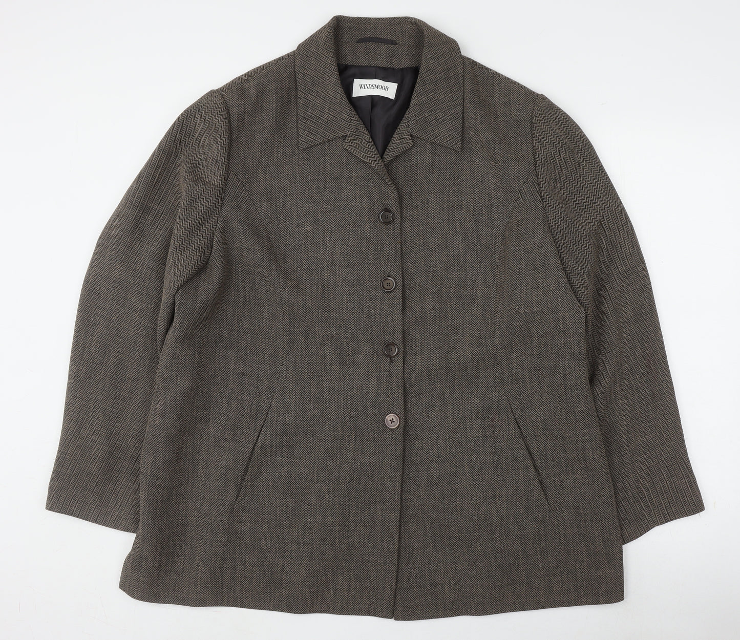 Windsmoor Women's Brown Size 20 Herringbone Suit Jacket