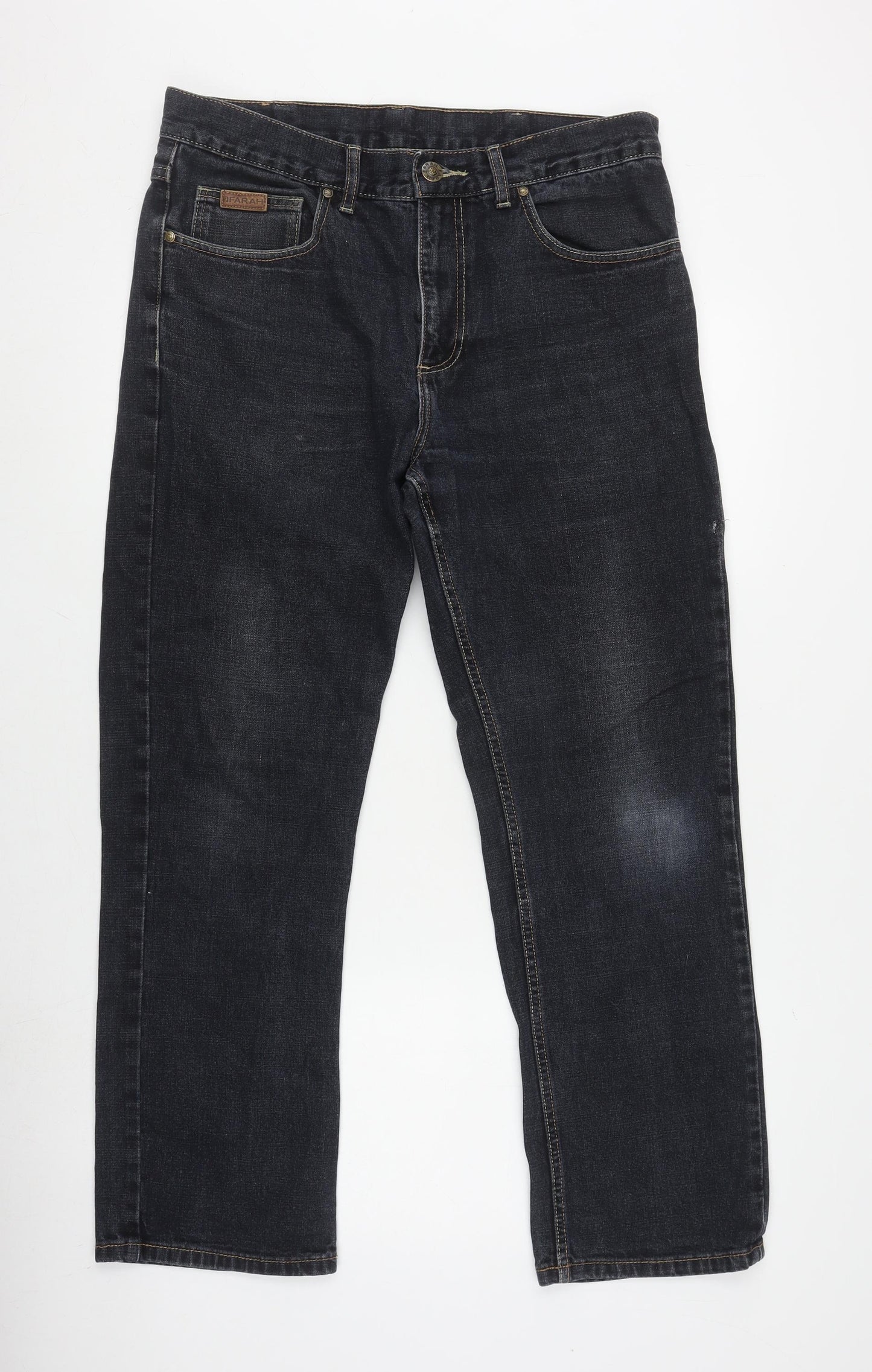 Farah Men's Black Denim Jeans, Size L, 34 Waist, 30 Leg