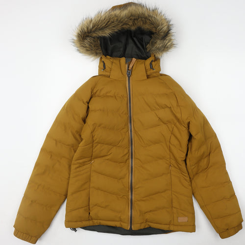 Trespass Girls Brown Hooded Puffer Jacket Size S