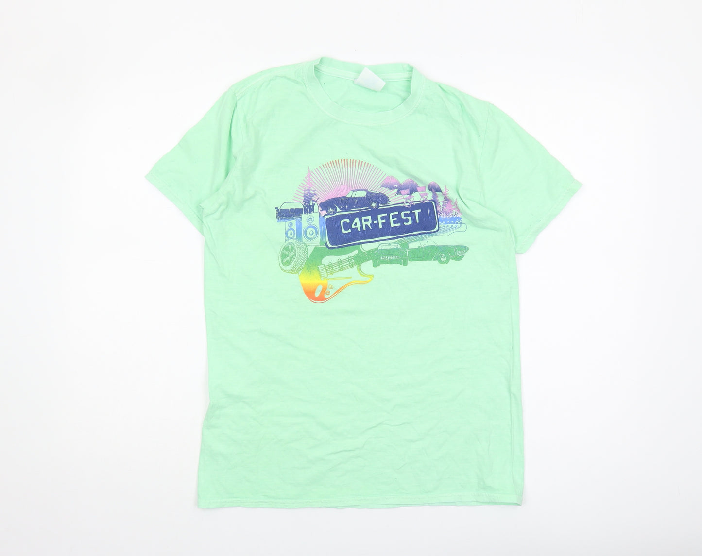 C4R-FEST Men's Green Graphic S T-Shirt