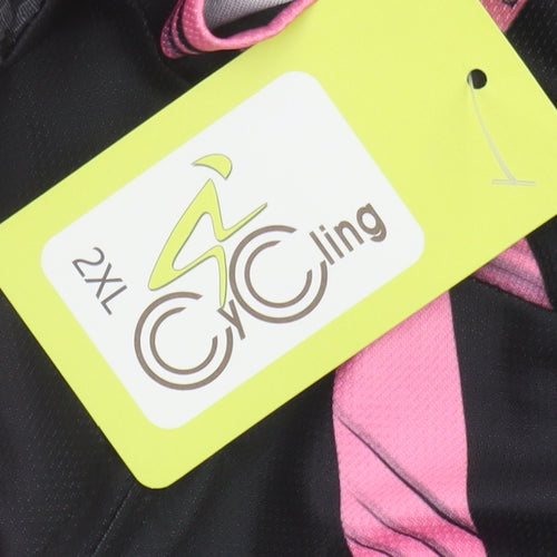CyCling Unisex 2XL Pink Black Cycling Jersey T-Shirt