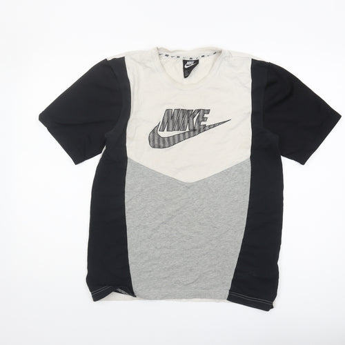 Nike Men's Black & Grey Colourblock T-Shirt, Size S