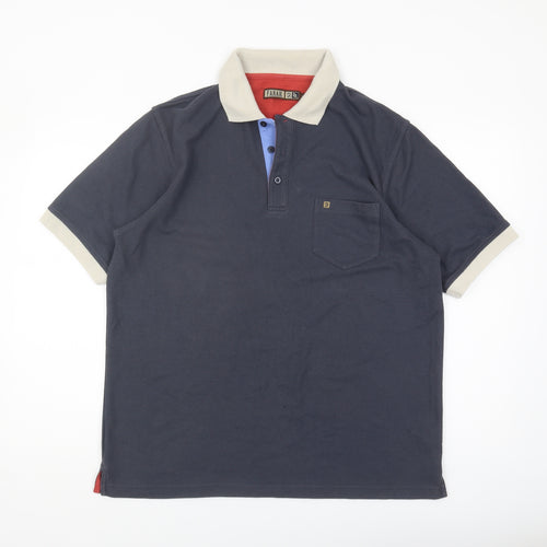 Farah Men's Blue L Polo Shirt Button Down Casual