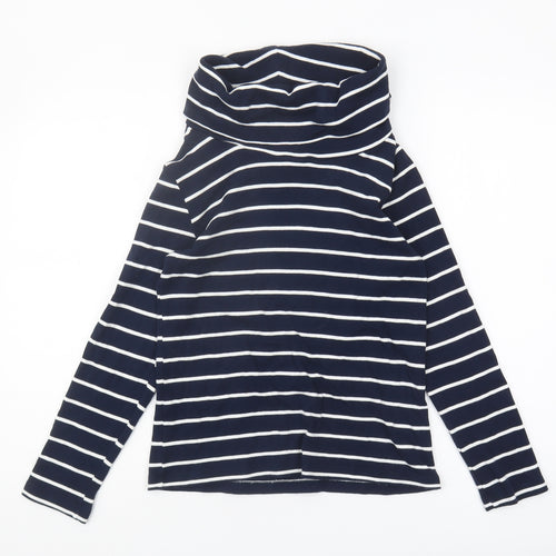 Cotton Traders Women's Blue Striped T-Shirt UK 8