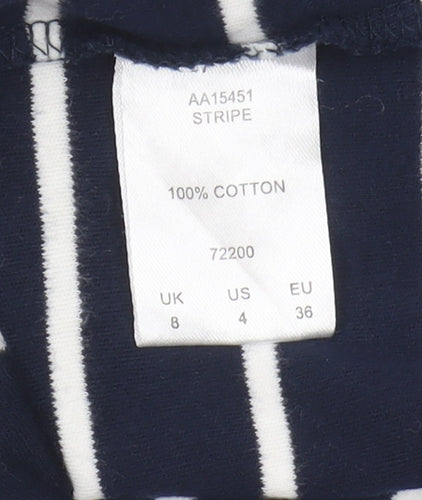 Cotton Traders Women's Blue Striped T-Shirt UK 8